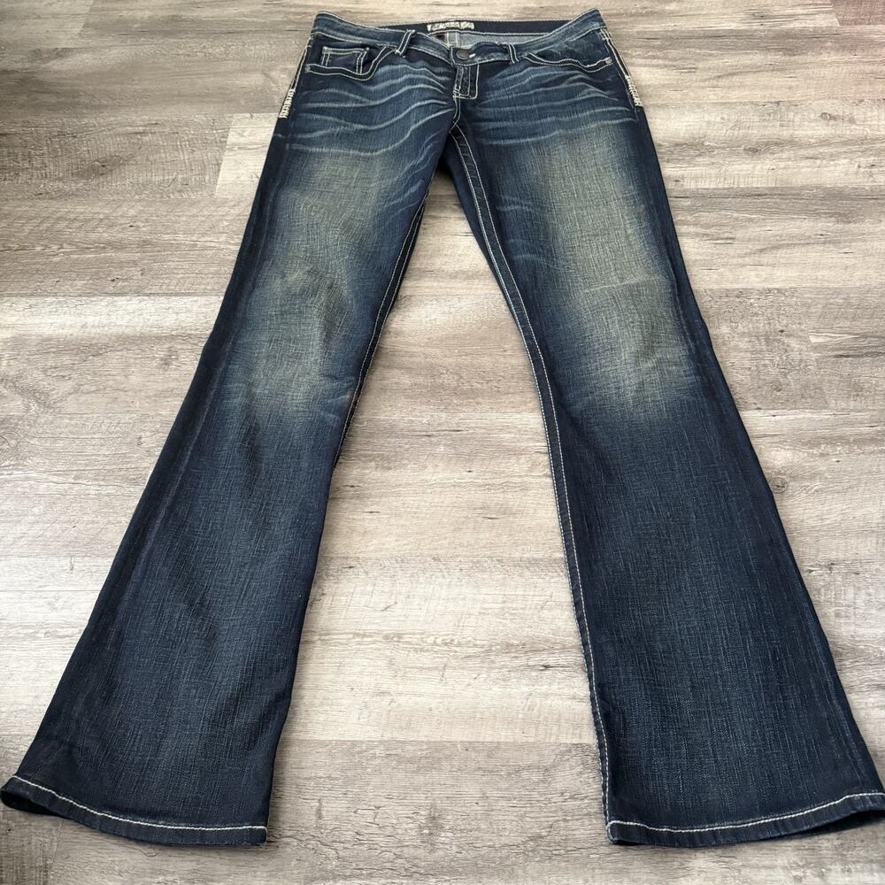 BKE Jeans Womens 33 x 37.5 Tall Blue MADISON Bootcut Stretch Embellished Pockets - Picture 7 of 11